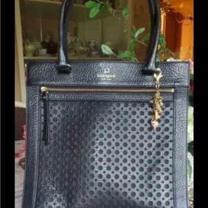 Kate Spade Black Perforated Tote 13x13x3 beautiful bag barely used all leather.